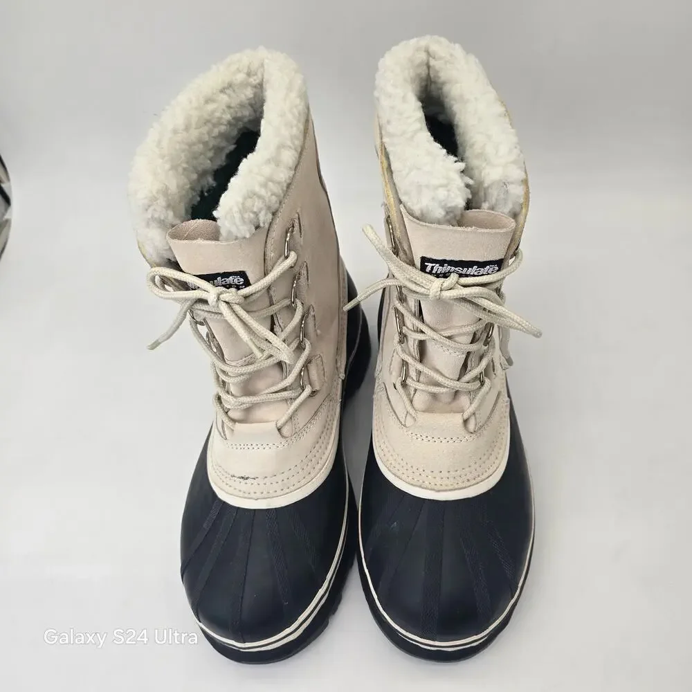 Ozark Trail Winter Snow Boots 3M Thinsulate Waterproof White Leather Men's 11